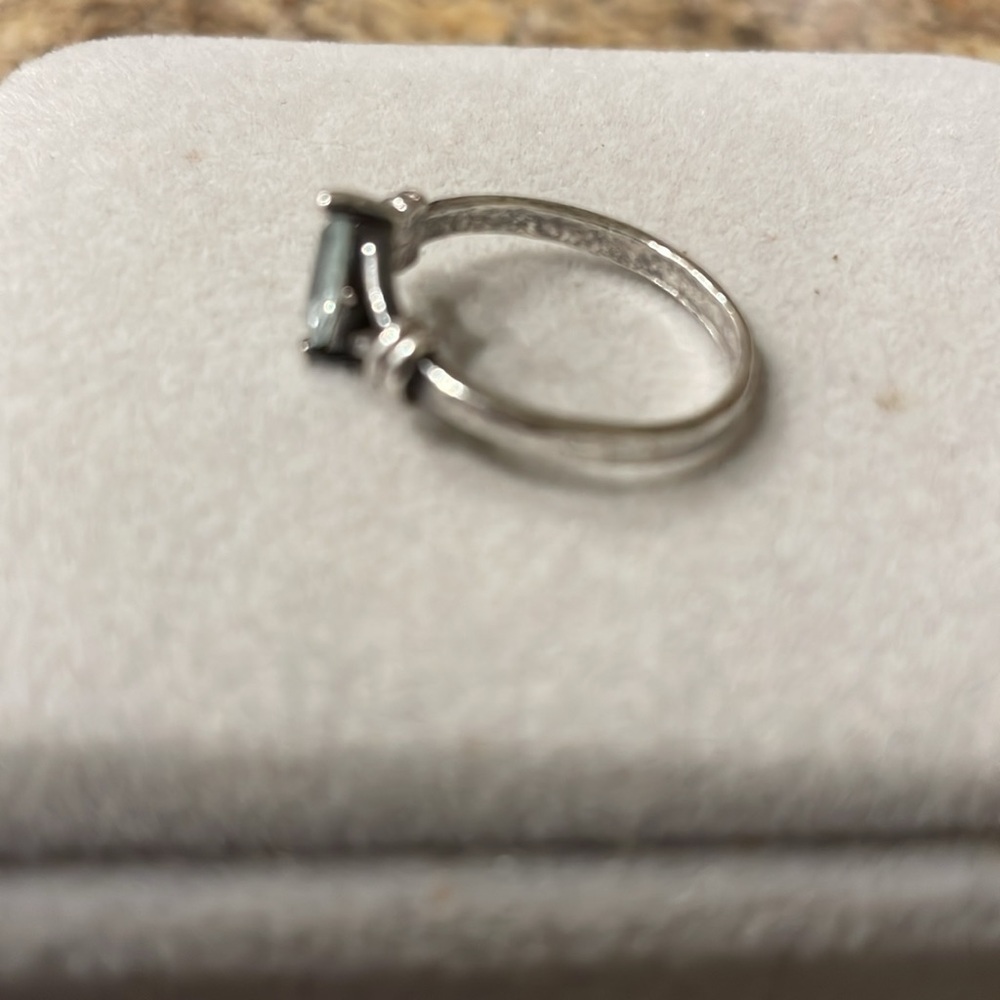 Sterling Silver Solid 925 Vintage Aquamarine Ring - image 3